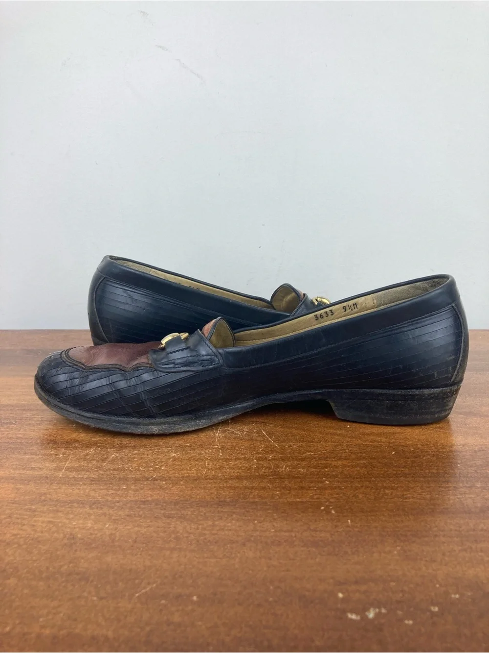 Bragano by Cole Haan Loafers Black Brown Leather Men's Size 9.5M Made Italy.